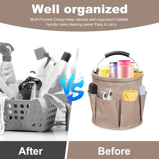 Qivine 17L Cleaning Caddy with Handle, Cleaning Supply Caddy Foldable Cleaning - Image 3
