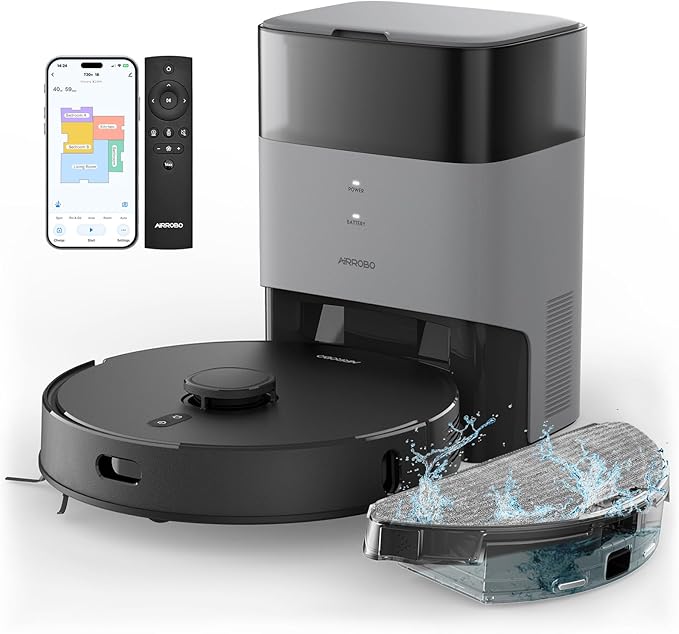 AIRROBO Robot Vacuum and Mop Combo, Self-Emptying, 60-Day Capacity, Home Mapping by AIRROBO