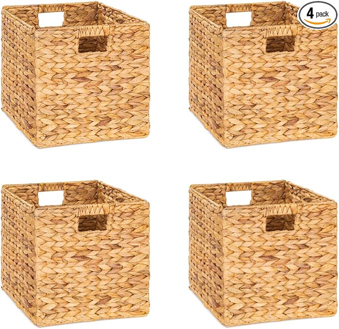 12x12x12 Storage Cube, Water Hyacinth Storage Baskets, Wicker Storage Baskets by M4DECOR