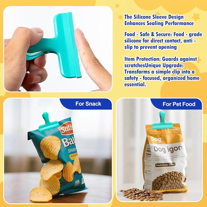 HOUSE AGAIN Chip Clips, 12 Pack Stainless Steel Chip Bag Clips Covered - Image 4
