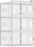 BALEINE 3 Pack Stackable Shoe Storage Boxes Fit Size 11, Thickened Clear Shoe by BALEINE