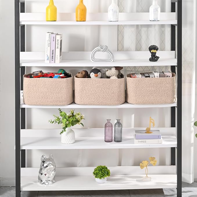 Large Storage Baskets for Organizing Shelves, Woven Cotton Rope Bins for Baby - Image 2