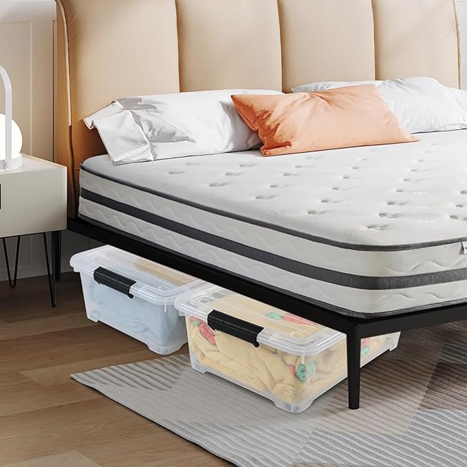 4 Pack 20 L Plastic Under Bed Storage Box - Image 4