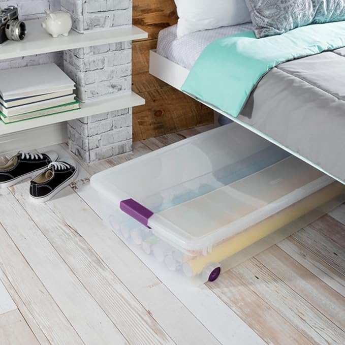 Sterilite 12-Pack ClearView Latch Box, Wheeled Underbed Organizer Bins - Image 4