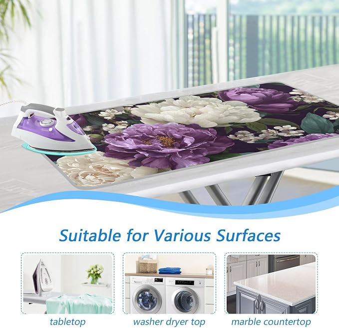 Rose Floral Purple and White Ironing Mat - Image 4