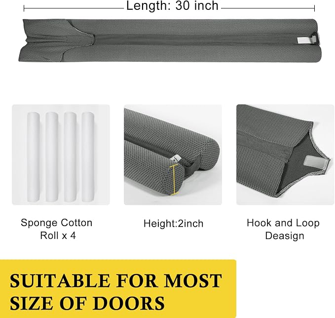 fowong Door Draft Stopper 30" Adjustable Under Door Draft Stopper, - Image 2