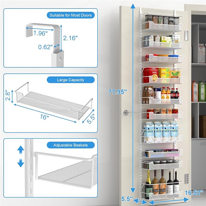 Over the Door Pantry Organizer, 10-Tier Over the Door Organizer - Image 2