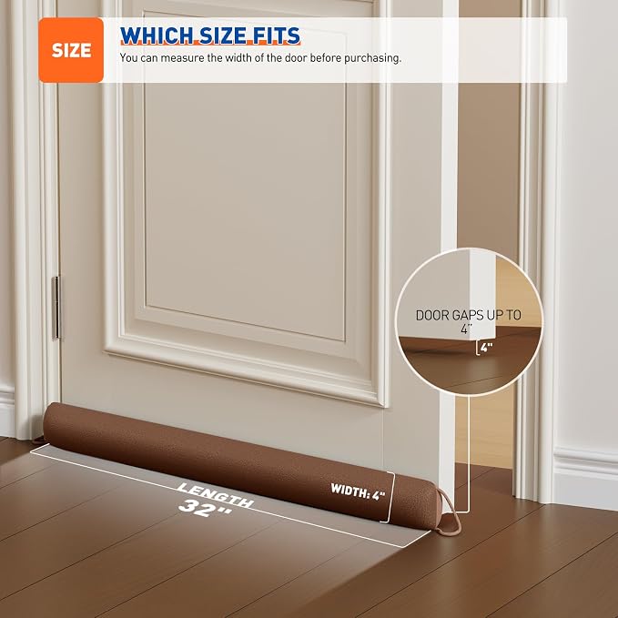 MAGZO Door Draft Stopper, 32 Inch Under Door Draft Blocker Noise Stopper - Image 4
