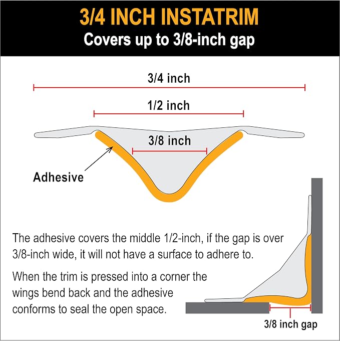 InstaTrim The Original Flexible Trim -10ft Grey 3/4" Wide Caulk Tape - Image 3