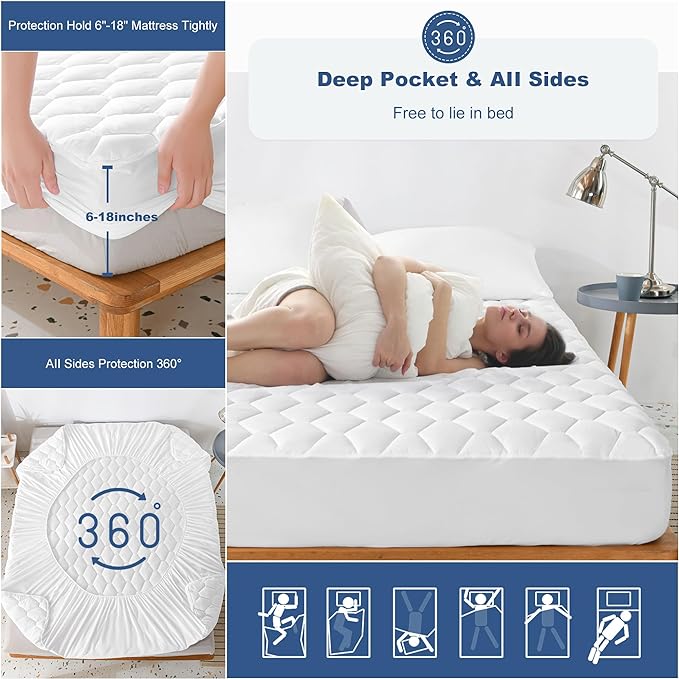 GRT Full Mattress Protector Waterproof, 100% Waterproof Quilted Fitted Mattress - Image 5