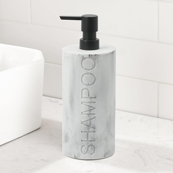Matte White Shampoo Dispenser Modern Refillable Pump Bottle - Image 7