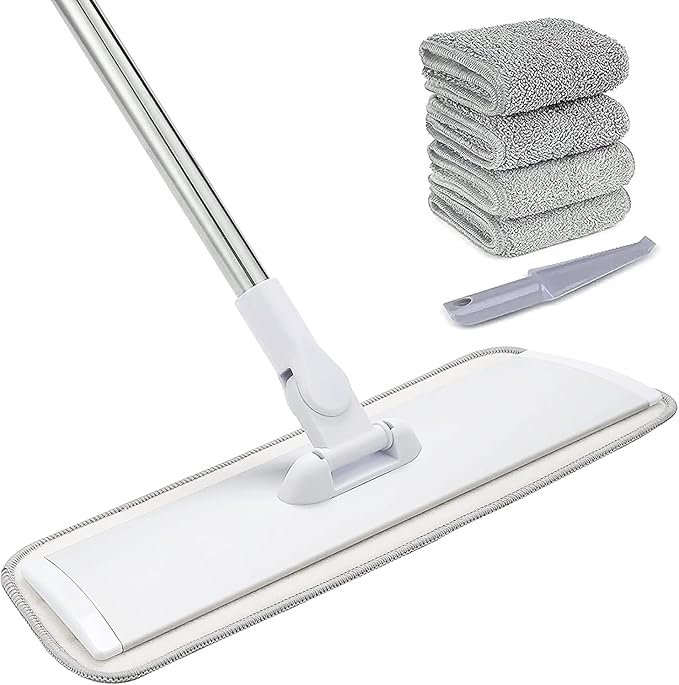 18" Professional Microfiber Mop Floor Cleaning System, Flat Mops by Makelifeeasier
