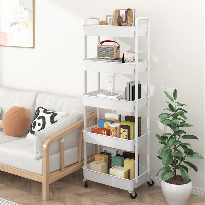 Sywhitta 5-Tier Plastic Rolling Utility Cart - Image 7