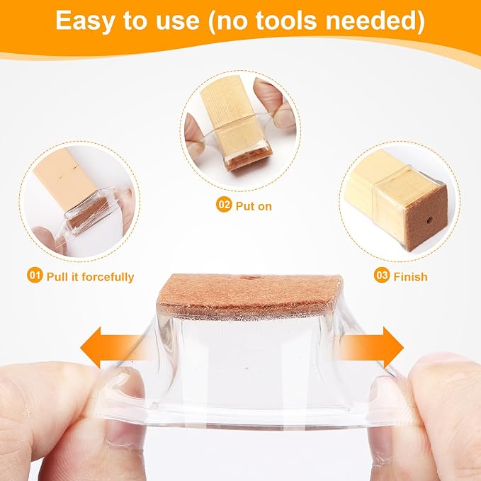CHUNZEXI 48 Pack Square Chair Leg Floor Protectors - Image 4