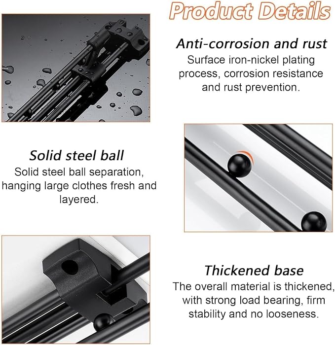 30cm Pull Out Closet Rod Heavy Duty Retractable, 17 FT Indoor and Outdoor - Image 6