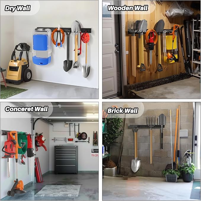 Garage Garden Tool Organizer Wall Mount, Heavy Duty Garage Tool Storage Rack 32 - Image 4