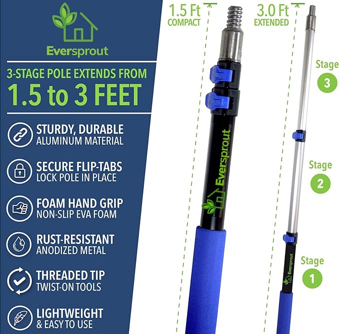 EVERSPROUT 1.5-to-3 Foot Swivel Squeegee and Microfiber Window Scrubber | - Image 6
