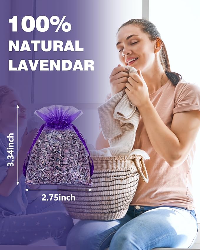 20 Pack Lavender Sachet Bags, 100% Natural French Dried Lavender Sachets - Image 5