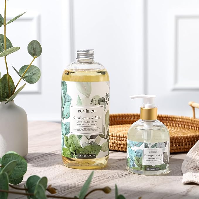 ROMIIE ZOI Eucalyptus & Mint Liquid Hand Soap Refill, Gentle & Moisturizing - Image 8