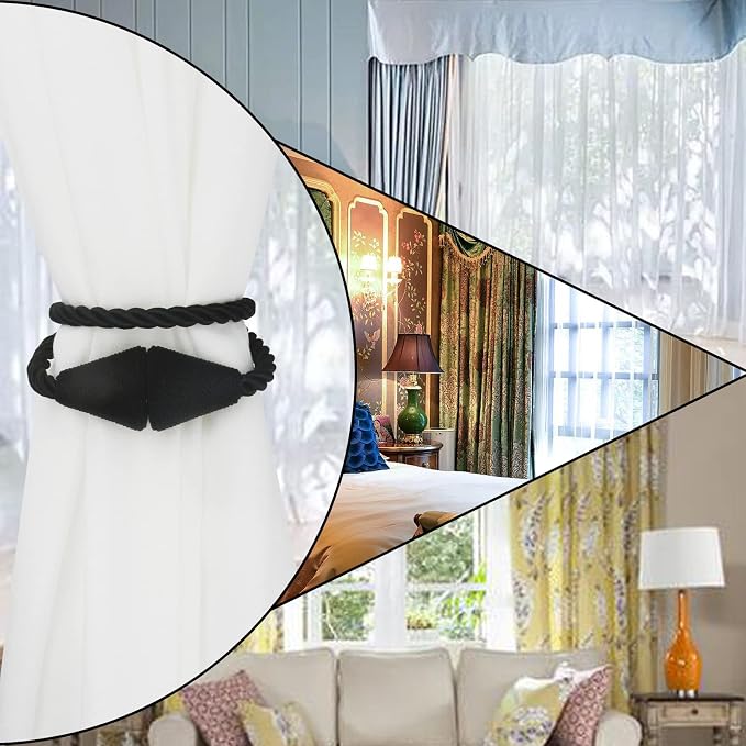 4 Pack Magnetic Curtain Tiebacks Rope Modern Handmade Curtain Tie Backs - Image 6