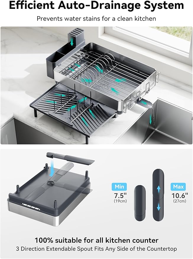 SUNLY Large Dish Drying Rack, Expandable Dish Racks - Image 5