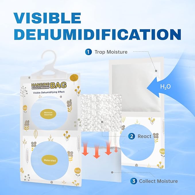 Vacplus Moisture Absorbers, Hanging Closet Dehumidifier Bags, Humidity Packs - Image 5