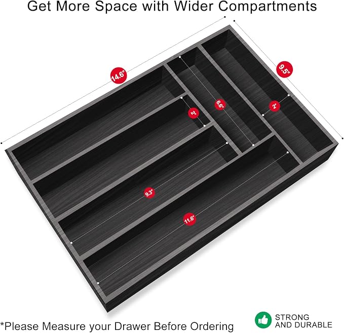 Kitchen Wood Utensil Tray Silverware Drawer Organizer Wooden Cutlery Trays - Image 5
