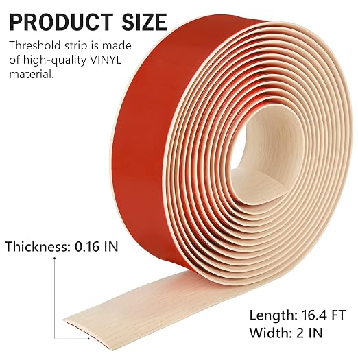 16.4Ft Floor Transition Strip Self Adhesive Vinyl Cover Floor Strip Flat - Image 2