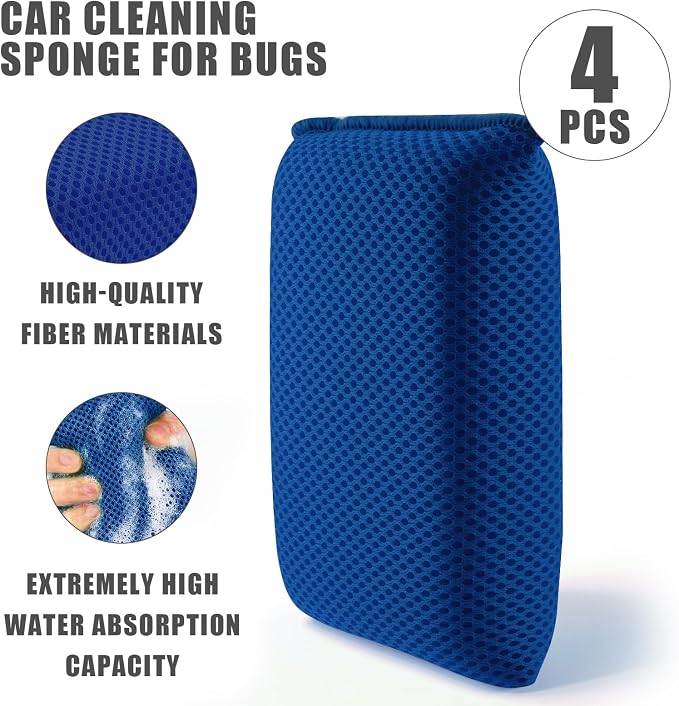 4 PCS Bug Scrubber Sponge Car, Bug Remover Wash Sponge，Car Cleaning Sponge - Image 4