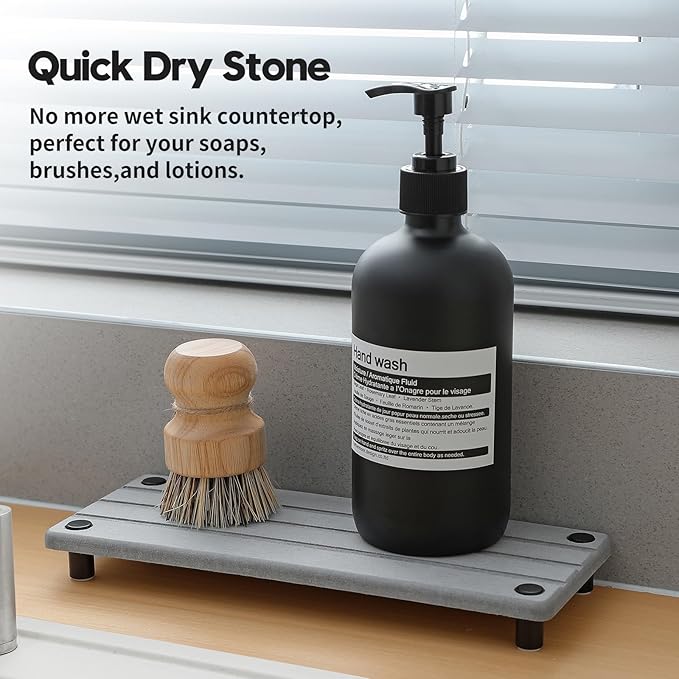 Fast Stone Drying Tray Diatomite Sponge Holder Mat, Kitchen Sink Organizer Sink - Image 3