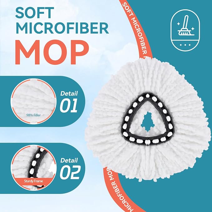 3 Pack Mop Replacment Heads for O-Ceda Mop Replace Head Spin Mop Heads - Image 3
