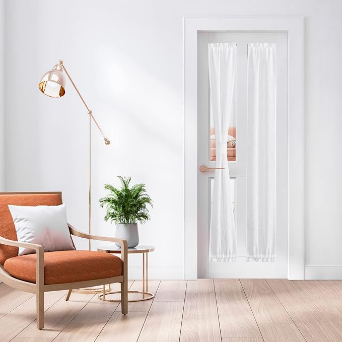 NICETOWN Door Curtains for Sliding Glass French Door, Farmhouse Linen Cutains by NICETOWN