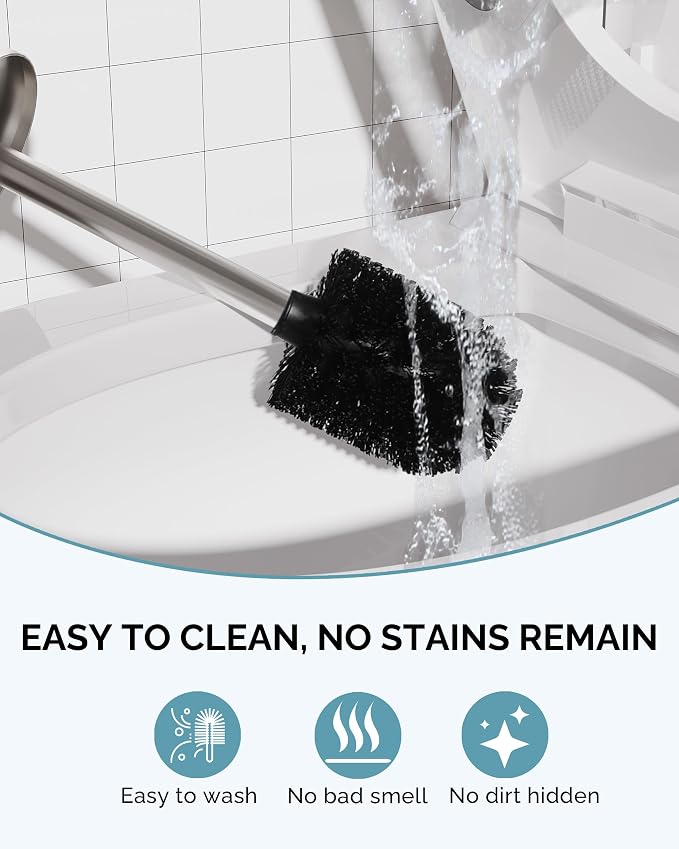 Toilet Brush and Holder Set, Stainless Steel Toilet Bowl Brush - Image 5