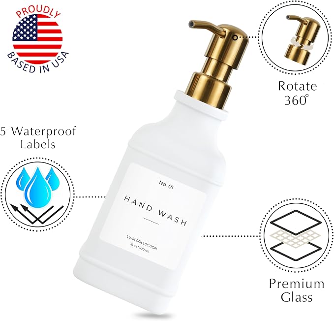 Emerson Essentials Soap Dispenser, Dish Soap Dispenser, Soap Bottle Bathroom Set - Image 3