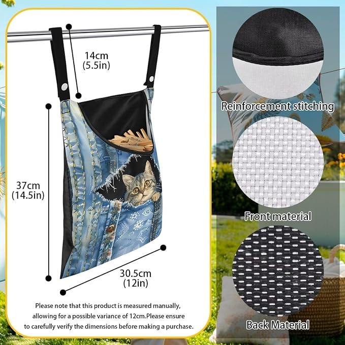 2 Pcs Clothespin Bag, Cat Pin Bag - Image 7