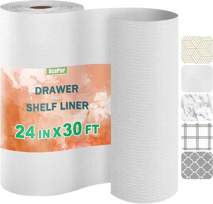 OcePor Non-Adhesive Drawer and Shelf Liner 24IN x 30FT，Non Slip Cabinet and by OcePor