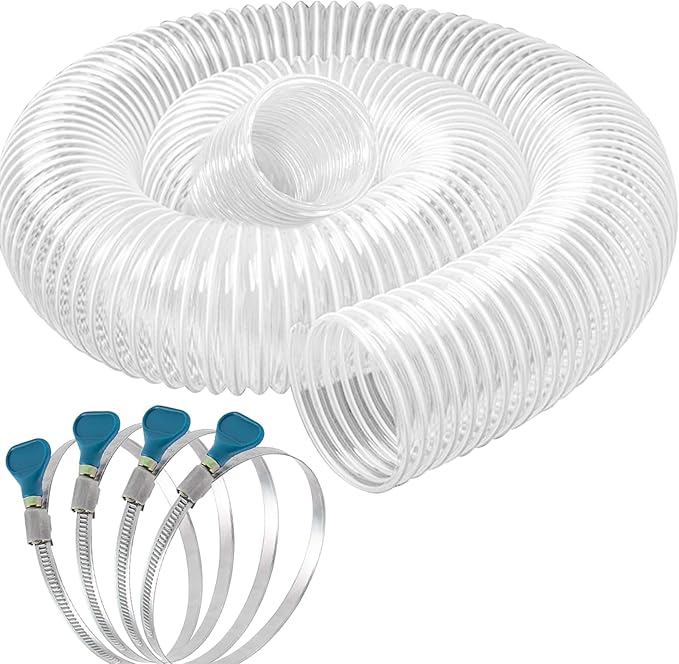 Qucship PVC Dust Collection Hose 4" x 10', Puncture-Resistant, Flexible Clear - Image 8