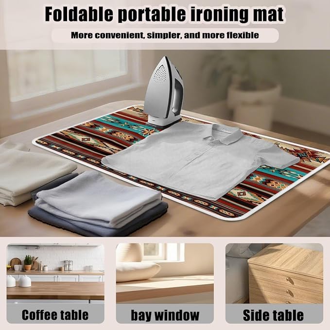 Aztec Ironing Mat Ironing Board Pad Heat Resistant, Quilting & Travel Blanket - Image 6