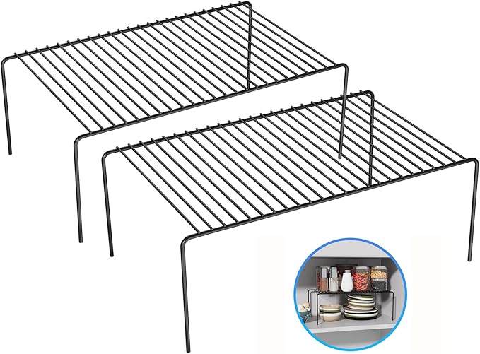 LargeBlack Cabinet Storage Shelf Rack Set of 2, Rustproof Metal Wire Kitchen by DPZM