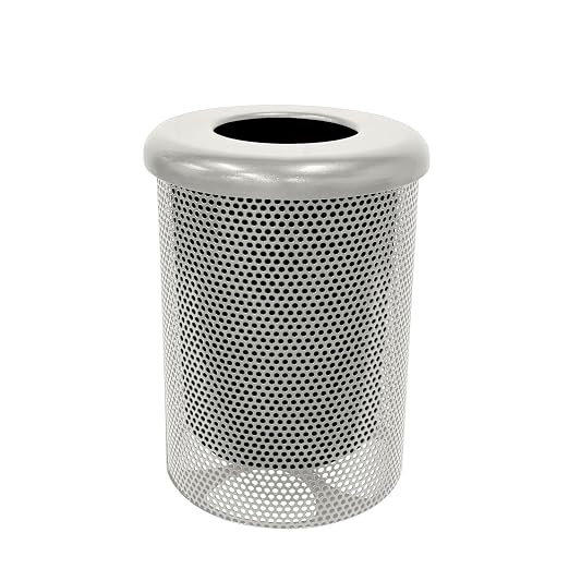 COATEDOUTDOORFURNITURE RFT-P-TXTGRY Heavy Duty Round Trash Receptacle by CoatedOutdoorFurniture