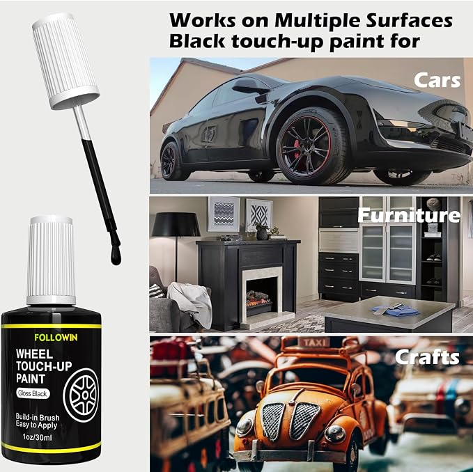 FOLLOWIN Gloss Black Rim Touch Up Paint - Image 5