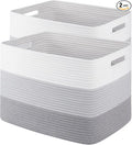 Storage Baskets for Organizing, 2 Pack Woven Basket for Storage, Rectangle by SIXDOVE