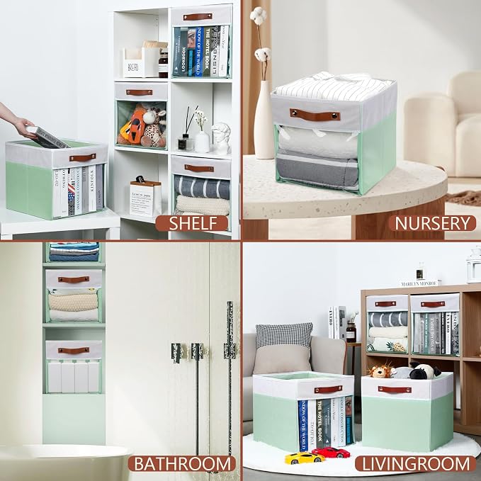 HNZIGE Clear Storage Cubes Bins 11 x 11, Fabric Storage Cube Bins - Image 2