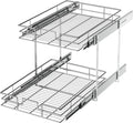 LOVMOR 2 Tier Individual Pull Out Cabinet Organizer 14" W x 21" D, Slide Out by LOVMOR
