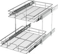 LOVMOR 2 Tier Individual Pull Out Cabinet Organizer 14" W x 18" D, Slide Out by LOVMOR