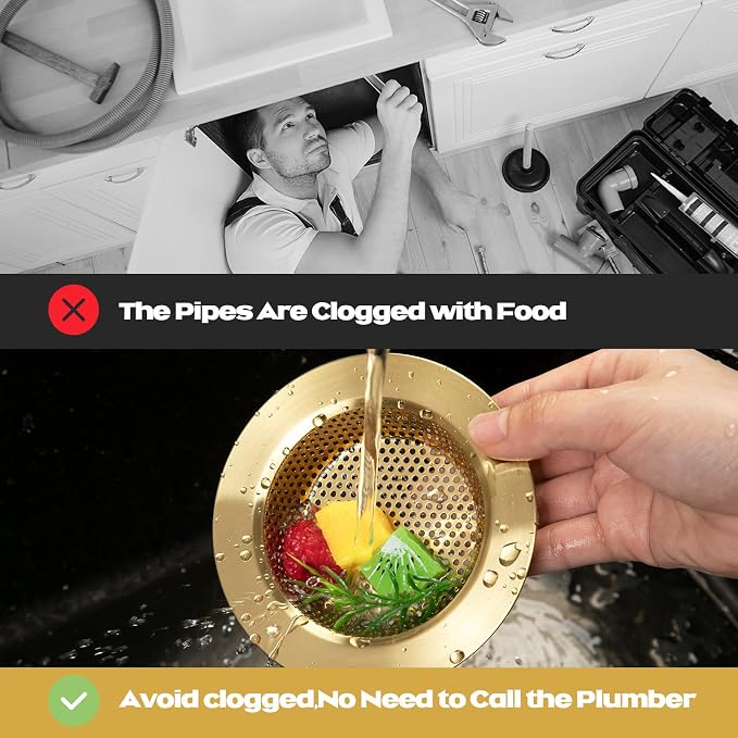 Retisee 2 Pcs Sink Strainer Stainless Steel Kitchen Sink Drain Strainer Basket - Image 3