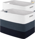 Storage Baskets for Organizing, 2 Pack Woven Basket for Storage, Rectangle by SIXDOVE