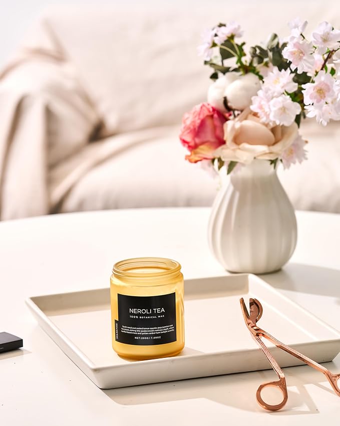 M&SENSE Neroli Tea Scented Candle, 7.05oz 50 Hours Long Lasting Burn 2 Wick Non - Image 8