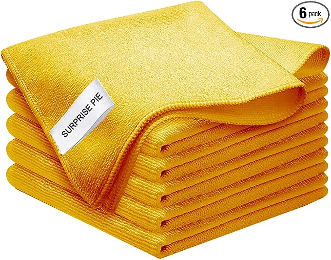 Microfiber Cloth 6Pack Cleaning Rags Absorbant Lint Free Cloth by SURPRISEPIE