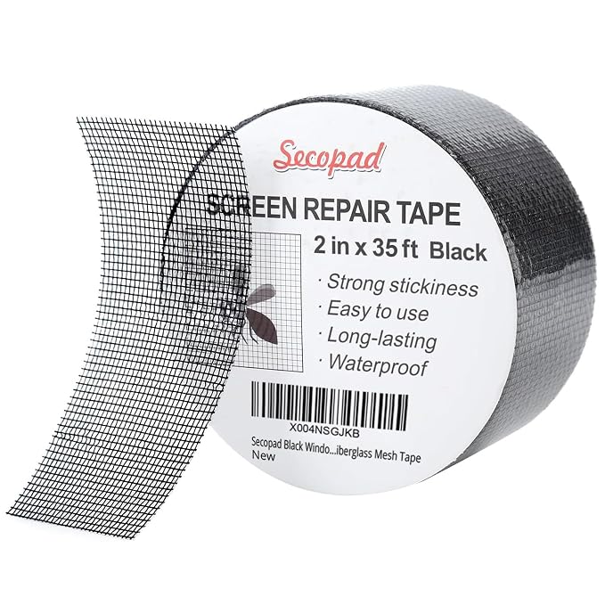 Black Window Screen Repair Tape, 2IN X 35FT Screen Repair Kit by Secopad